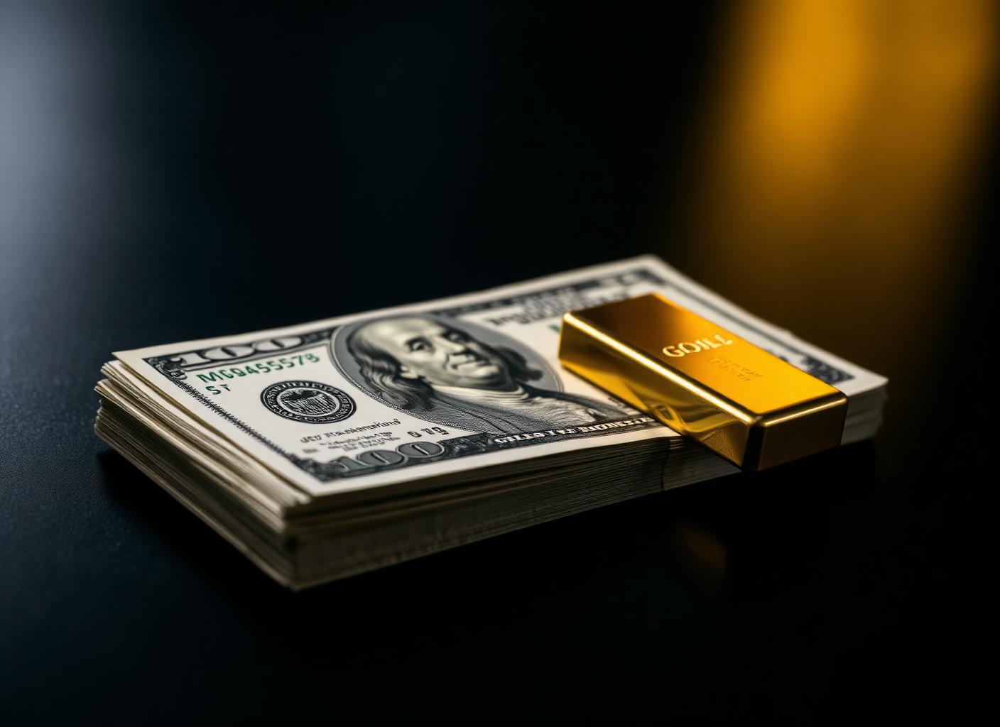 Cash and a gold bar